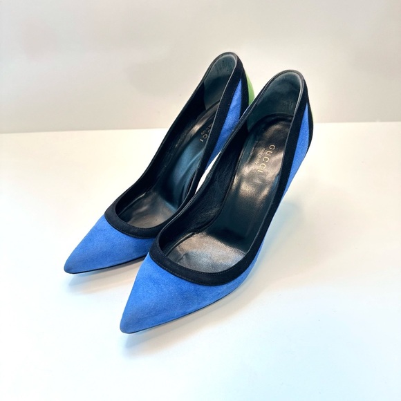 Gucci Tricolor Suede Pointed Toe Pumps – Size 36.5 - Picture 2 of 9